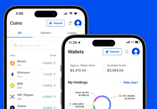 App móvil de Zen-XE con las pantallas de monedas y billetera